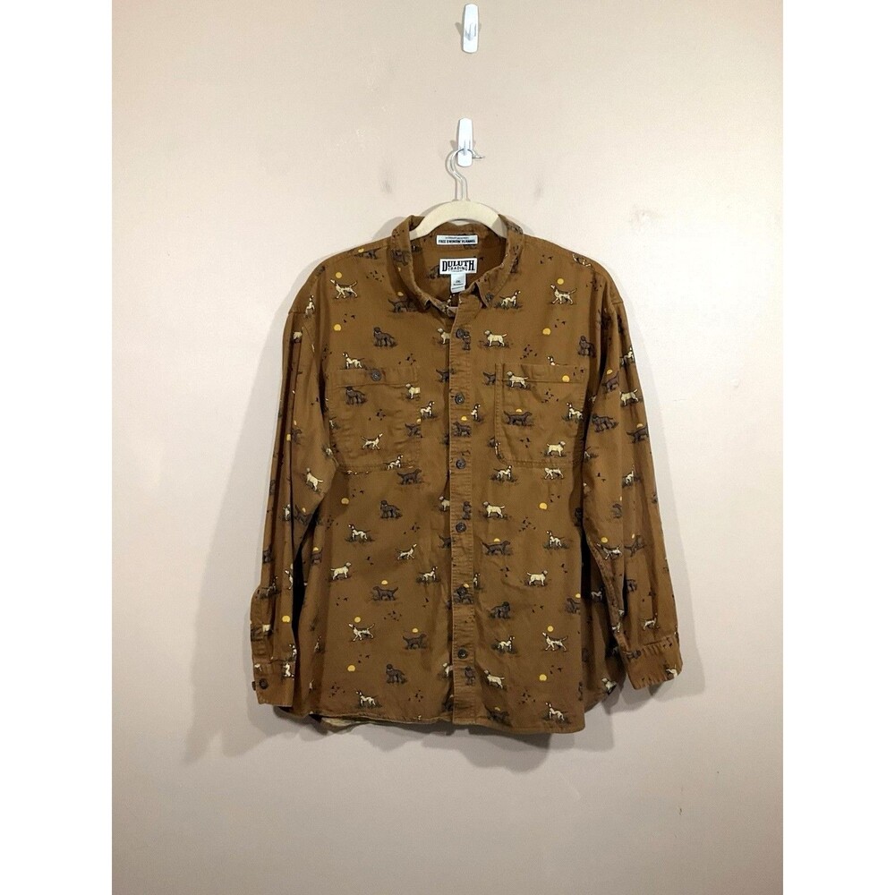 Duluth Trading Co Men's Brown Printed Button-Up Shirt